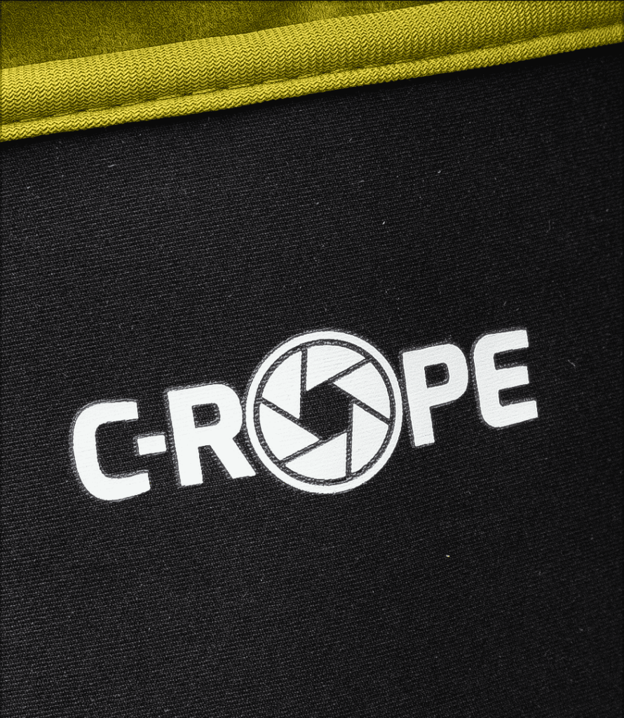 C-Rope Logo auf Kamerabeutel, zu viel Schärfe im Bild
